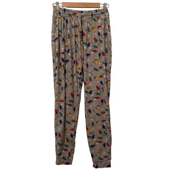 Love Streak Christmas Lights Pijama Jogger Pants Size XL - Picture 1 of 8